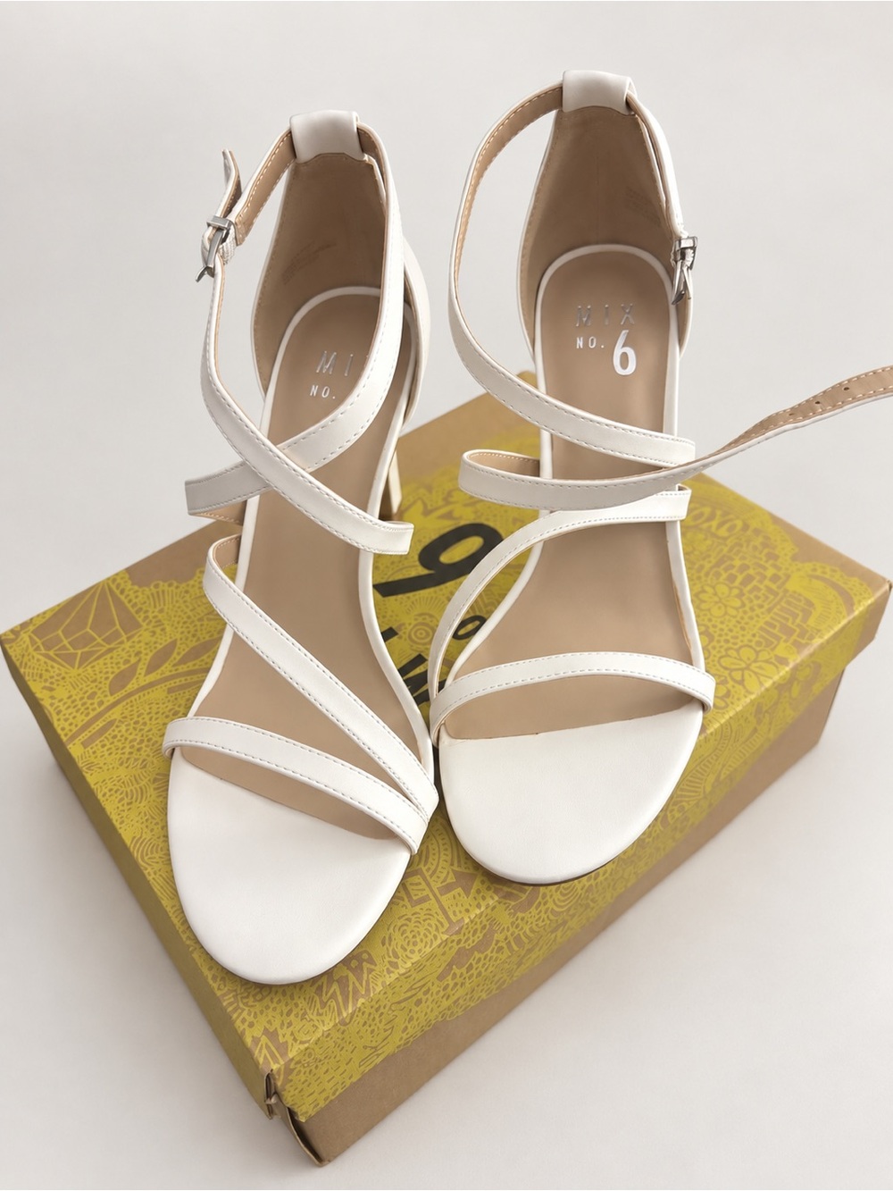 No. 6 Cream Strappy Ankle-Wrap Heels Wedding shoes